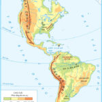 Bản đồ châu Mỹ thể hiện các đại dương tiếp giáp, trong đó Mỹ Latinh giáp Thái Bình Dương và Đại Tây Dương