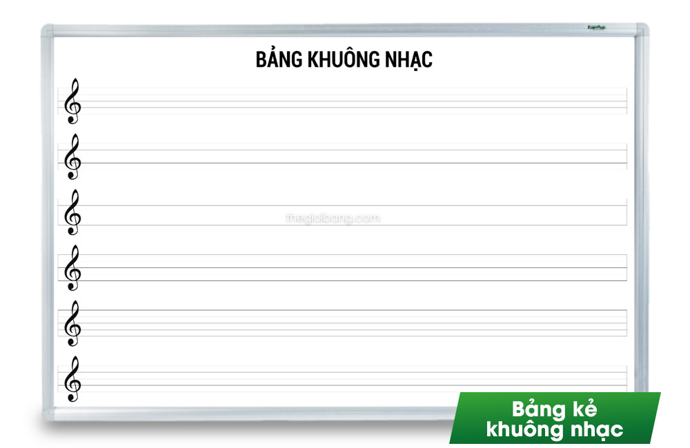Bảng kẻ khuông nhạc in sẵn khóa Sol và các dòng kẻ, hỗ trợ viết nốt nhạc trực quan