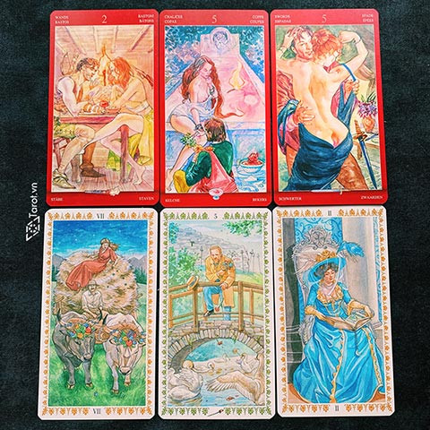 Bộ bài Tarot với lá 2 Xu nổi bật, tượng trưng cho thông điệp tình yêu và sự kết nối