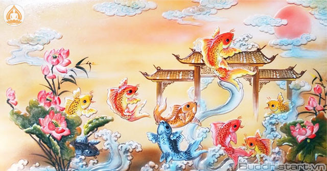 Cá chép vượt vũ môn, biểu tượng của sự thành công trong học hành và sự nghiệp.