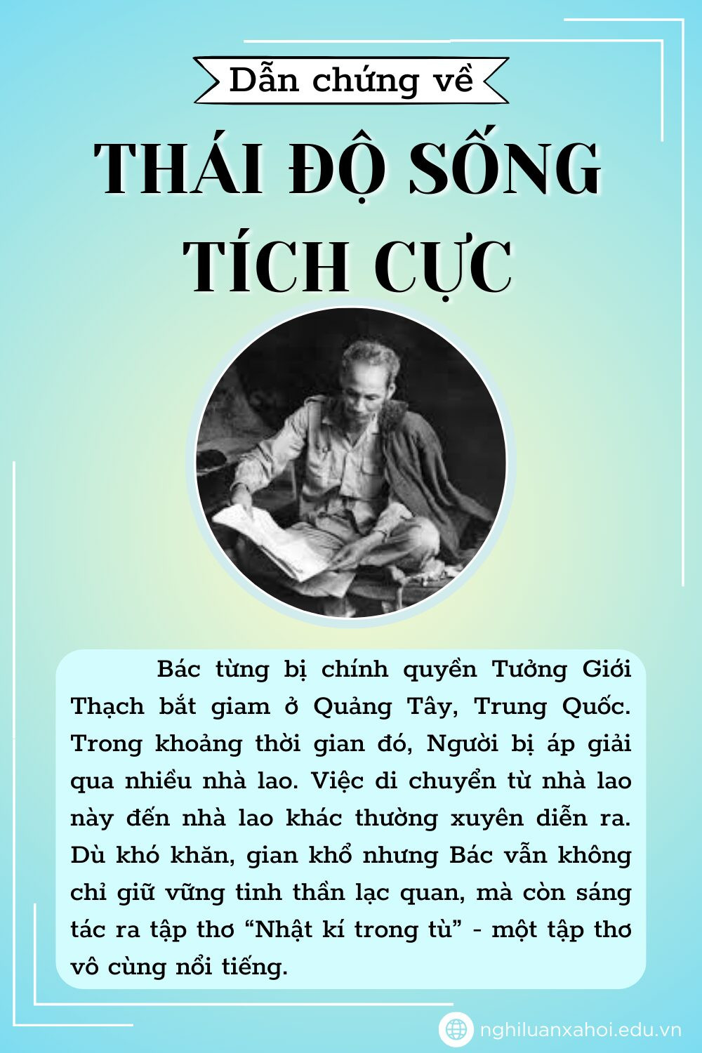 Chủ tịch Hồ Chí Minh đọc Nhật ký trong tù, thể hiện tinh thần lạc quan và yêu nước mãnh liệt