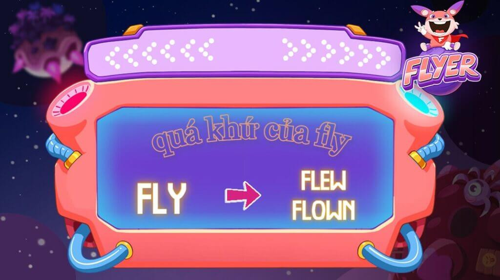Con chim bay ngang qua bầu trời sử dụng quá khứ đơn của fly