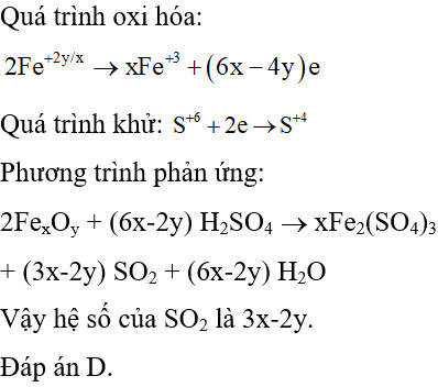 FexOy tác dụng với H2SO4 tạo thành Fe2(SO4)3, SO2 và H2O
