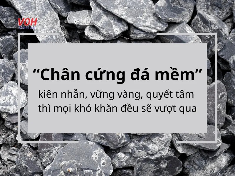 Hình ảnh minh họa câu thành ngữ chân cứng đá mềm, thể hiện sự kiên cường và sức mạnh ý chí