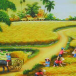Hình ảnh minh họa một em bé đang học bài, thể hiện sự khởi đầu của hành trình học vấn và tình yêu quê hương