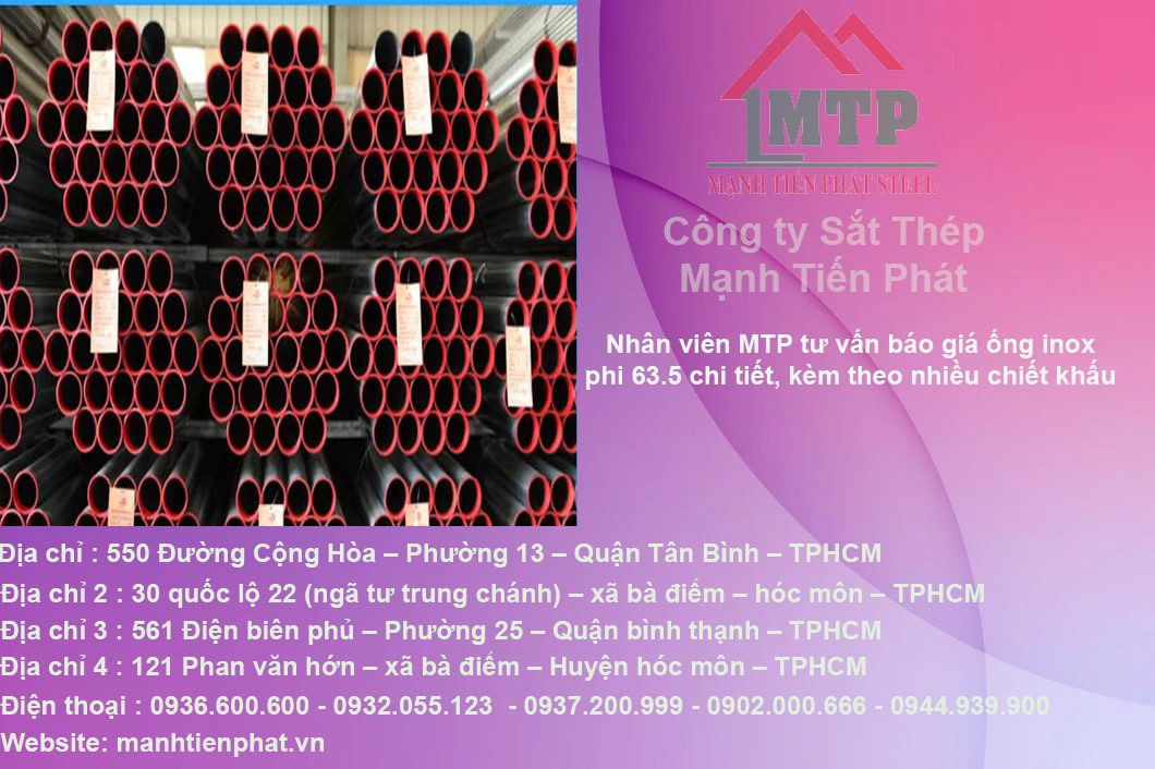 Hình ảnh minh họa ống inox phi 63.5 với bề mặt sáng bóng, thể hiện khả năng chống trầy xước tốt.