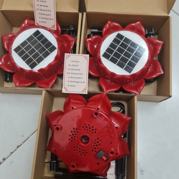 Máy niệm Phật hoa sen năng lượng mặt trời mini phát kinh Địa Tạng, mang lại bình an cho gia đình.
