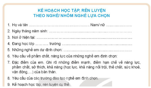 Minh họa kế hoạch học tập hướng nghiệp cho học sinh THPT