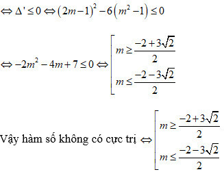Phương trình y' = 0 có nghiệm kép hoặc vô nghiệm khi hàm số không có cực trị