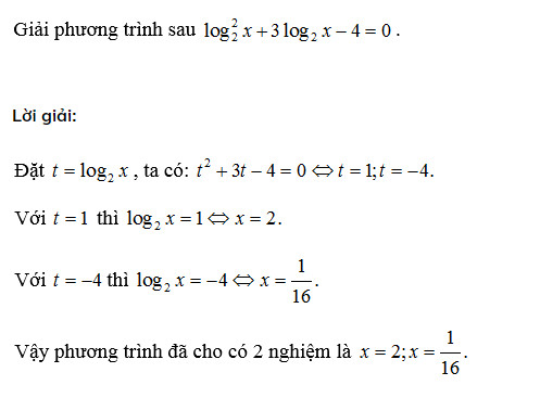 Ví dụ minh họa phương pháp đặt ẩn phụ để giải phương trình logarit.